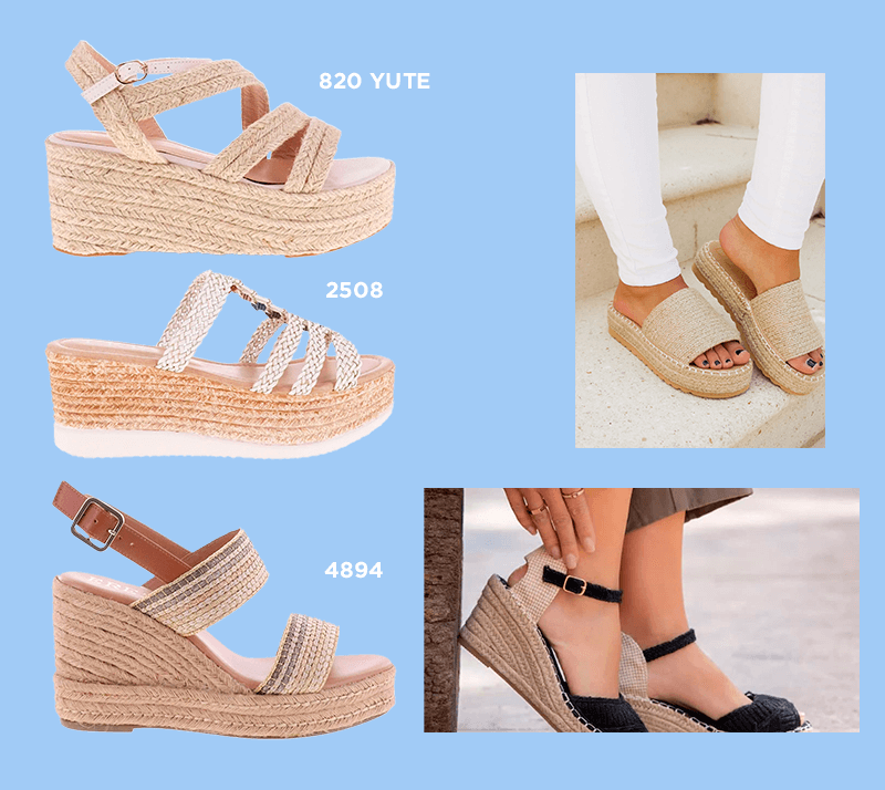línea de sandalias de yute 